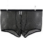 Men's Sexy Mesh Underwear Boxer Shorts Low Waist See-Through Fishnets Breathable Briefs