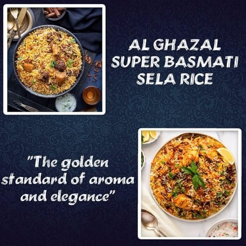 Al Ghazal Extra Long Super Basmati Sela Rice 10 Lbs / 4.54 kg, Non GMO, Extra Long Basmati Rice, White Rice, Vegan Dried Rice, BPA & Gluten Free, Zip Lock Bag, Non Sticky Grain