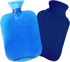 Hot Water Bottle with Knitted Cover,2L Hot Water Bag,Hand Warmer Bag,Hot and Cold Therapies for Sore Muscles,Menstrual Cramps,Neck and Shoulder Pain Relief,Great for Women,Childs (Blue)