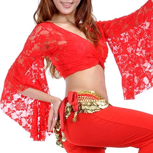Tribal Belly Dance Lace Butterfly Sleeve Wrap Top, Top for Christmas