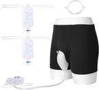 Wearable Urine Bag Incontinence Pants for Men, Reusable Portable Urine Collection Bag with Urinary Catheter, Leak Proof Leg Pee Bag with Elastic Waistband for Men Elderly Bedridden, Black (XL)