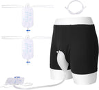 Wearable Urine Bag Incontinence Pants for Men, Reusable Portable Urine Collection Bag with Urinary Catheter, Leak Proof Leg Pee Bag with Elastic Waistband for Men Elderly Bedridden, Black (L)