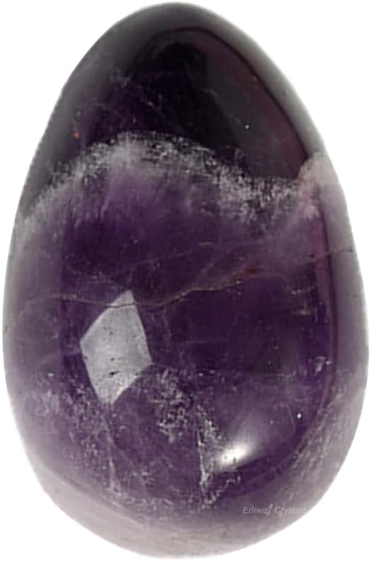 Erliway Natural Amethyst Crystal Eggs for Easter Day, 1.2 x 0.8" Palm Stone Egg, Polished Pocket Worry Gemstones, Crystals for Reiki Balancing Wicca Meditation Energy Anxiety Relax Decor