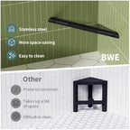 BWE Matte Black Shower Foot Rest Bar, Stainless Steel Bar Corner Shower Foot Rest for Shaving Legs, Non-Slip Knurled Shower Step, Wall Mounted Bathroom Shower Shaving Foot Rest
