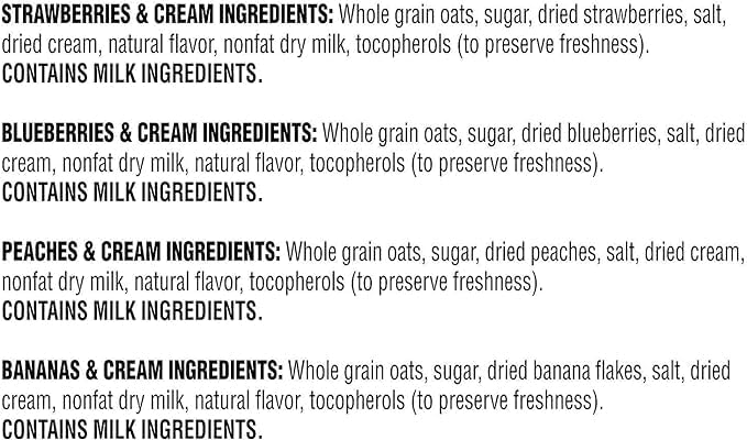Quaker Instant Oatmeal Fruit & Cream, Variety Pack (40 Pk.) Net Wt 42.3 Oz