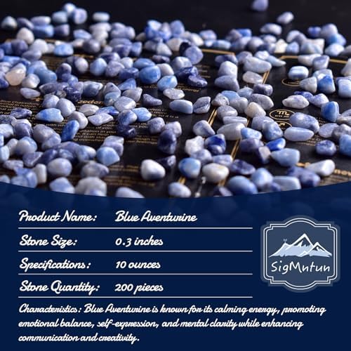 Polished Blue Aventurine Crystal Chips 200 Pcs - 0.3" 10 oz Tumbled Stone Chips Crushed Sea Glass Stones Healing Reiki Crystal Making Home Decoration