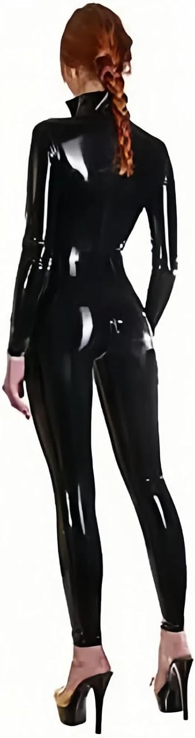 Latex Catsuit Front Zipper for Women Tight Rubber Bodysuit Jumpsuit Party Wear Handmade