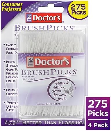 The Doctor's BrushPicks, Interdental Brushes & Dental Picks, Gently Remove Food Debris from Braces & Dental Work, 275 Count, Pack of 4