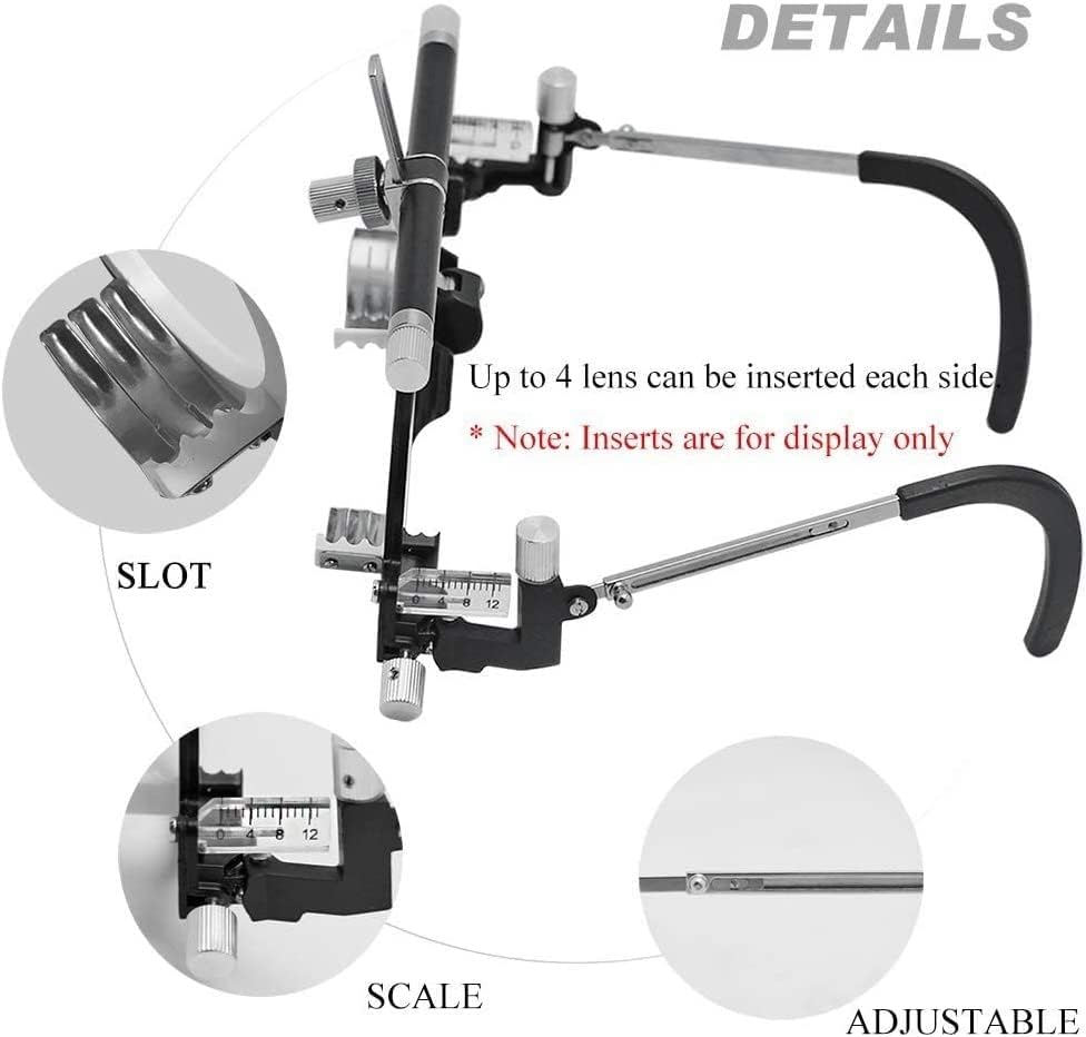Optical Optic Trial Lens Frame PD 50-80mm Optical Trial Lens Frame Optometry Eye Test Glasses Frame ，Adjustable Temple Length and Nose Rest ，Optometry Lens Frame