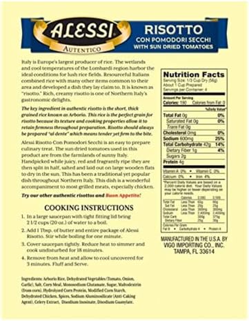 Alessi Autentico, Premium Seasoned Risotto, Italian Arborio Rice, Easy to Prepare, 8oz (Sun Dried Tomato, Pack of 6)