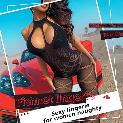 Sexy Lingerie for Women Naughty Fishnet Lingerie Set Bodysuit Outfits Teddy Sheer Mesh Erotic