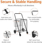Amazon Basics Foldable Collapsible Shopping Utility Cart with 360-Degree Wheels, Multi-Functional for Sports, Easy Assembly, X-Large, Black