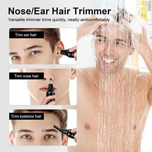 XOOMRSCP Nose Hair Trimmers for Men，Rechargeable Hair Trimmer 2 in 1 Painless Multifunctional Ear and Nose Hair Trimmer with IPX7 Waterproof Dual Edge Blades (Black)