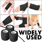 Treela 96 Pack Self Adhesive Bandage Wrap 2 Inch x 5 Yard Self Adherent Cohesive Bandages Elastic Athletic Sports Tape Breathable Wound Tape for Stretch Athletic Wrist Ankle(Black)