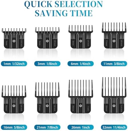 8 Premium Trimmer Guards Fits for BaBylissPRO Barberology Outlining Hair Trimmers (FX787) and LoPROFX Trimmers (FX726), Replacement Guards with Metal Spring Clip - From 1/32-5/4 inch with Organizer