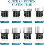 8 Premium Trimmer Guards Fits for BaBylissPRO Barberology Outlining Hair Trimmers (FX787) and LoPROFX Trimmers (FX726), Replacement Guards with Metal Spring Clip - From 1/32-5/4 inch with Organizer