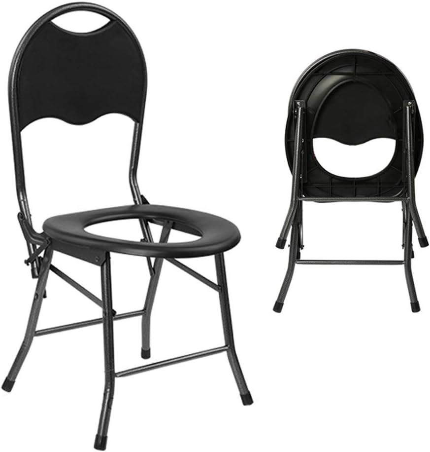 Pregnant Bath Stool Medical Foldable Commode Chair with Backrest - Mobile Toilet Bath Chair - Suitable for Pregnant Women Disabled Elderly - Squat Pit Change Sitting Stool with Bucket/Lid