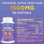 lipmaxmall Liposomal Alpha Lipoic Acid 1500mg - with Acetyl-L-Carnitine 900mg & Ubiquinol 100mg & Vitamin E 15mg，ALA Supplement for Antioxidants Glucose Metabolism Nerve Energy,60 Softgels (2 Bottle)