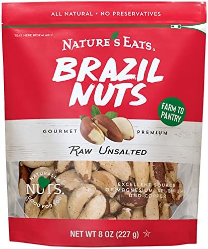 Nature’s Eats Raw Brazil Nuts - Whole Unsalted Superfood Snack from Brazil - Heart Healthy, Keto, Vegan - High in Selenium and Protein - Perfect for Baking, Trail Mix, or Snacking, 8 oz