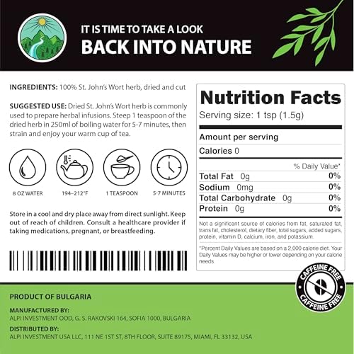 St. John's infusion (8oz), St. John's wort tea, gently dried, cut, 100% pure and natural