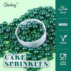 Dark Green Sprinkles for Cake Decorations 3.52 ounce Edible Pearl Sugar Sprinkles for Cupcake Toppers Wedding Party Valentines Halloween Christmas Supplies