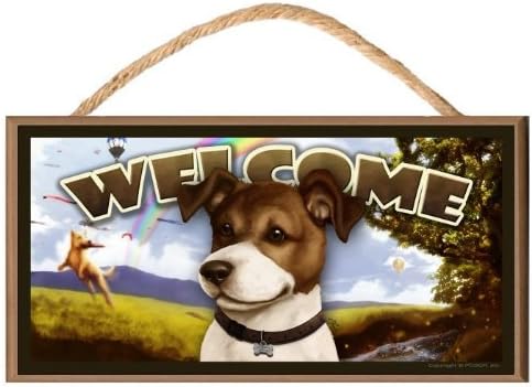 Generic Dog (a Good Dog) "A Day in the Park" Wooden Welcome Sign / Plaque featuring the Art of Scott Rogers