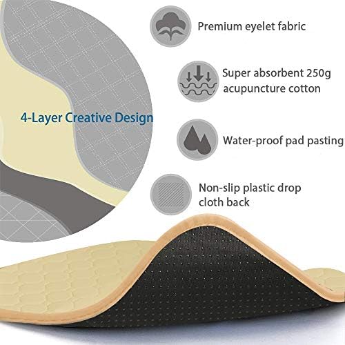 Non-Slip Absorbent Washable Incontinence Pad underpad Seat 4-Layer Design Chair Absorbent Pads Protection - for Seniors, Adult, Children, or Pet Underpad Protection - Set of 2 (Beige)