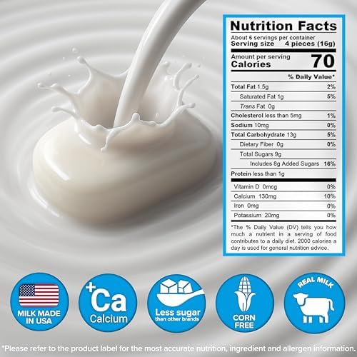 Milkita Creamy Vanilla Milk Candy – Low-Sugar Healthy Sweets with Real Milk for Kids & Adults – Fat Free & Gluten Free Candy with Calcium for Everyday Indulgence (25 Count Bag)