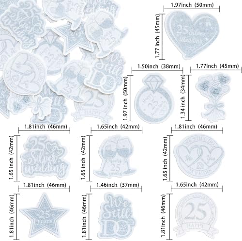 Gyufise 54Pcs Edible 25th Anniversary Cupcake Toppers Silver Happy Wedding Glutinous Rice Paper Cheers to 25 Years We Still Do Picks Party Cake Decorations Supplies