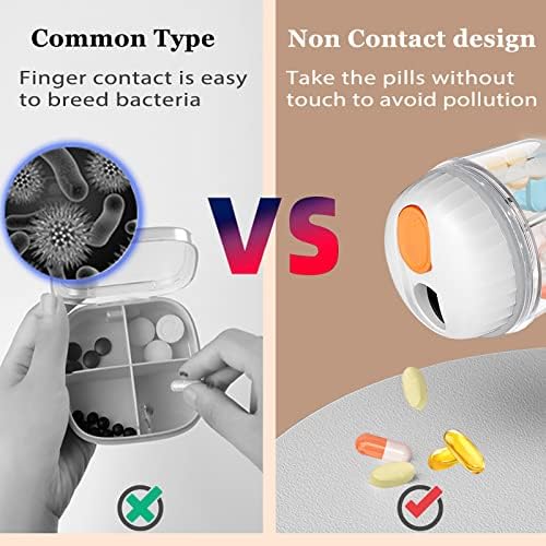 Pill Box, Pill Organizer for Travel Cute Medicine Organizer NO-BPA Moisture Proof Medicine Container for Vitamins, Fish Oils, Supplements (White)
