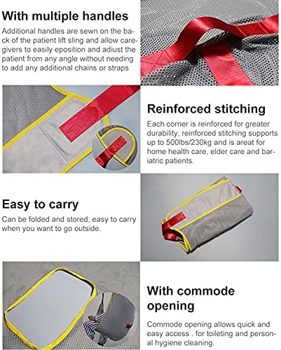 Medical Patient Lift Sling Toileting Lift Sling Stair Slide Board Transfer Divided Lift Sling,Patient Lift Toileting Sling for Shower Home Use,230kg/507 lb Weight Capacity,C