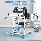 Drexo Patient Lift Transfer Chair, 5 in 1 Patient Lift Chair with 180°Split Seat, Height Adjustable Patient Transfer Chair with 4 Casters for Home Seniors Elderly, Load 450Lbs (Style A, Black)
