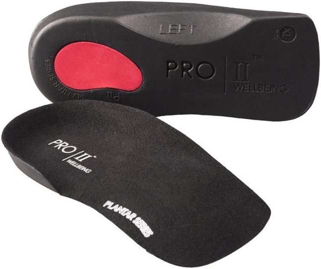 PRO 11 WELLBEING- 2 Pairs of Slim Fit Orthotic Insoles with Heel Pad for Plantar Fasciitis (3-4.5 UK, Black)