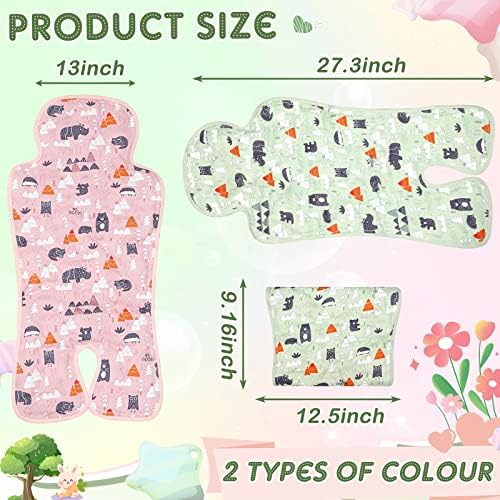 Pinkunn 2 Pcs Gel Car Seat Cooling Pad for Baby Summer Breathable Ice Cushion Multifunctional Ice Stroller Cooler Mat for Stroller Baby Dining Chair Child Safety Seat(Bright Color,Forest)