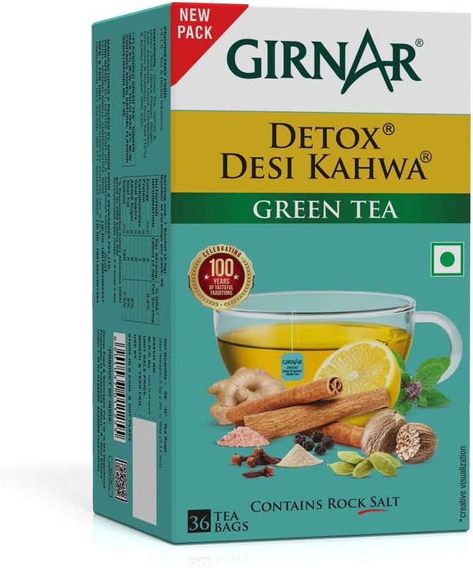 Girnar Detox Green Tea, (36 Teabags)