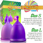 Talisi Reusable Menstrual Cup (Small & Large) Set of 2 with Foldable Silicone Sterilizer, Copa Menstruelle, Soft Period Cup, Heavy & Light Flow, Feminine Hygiene, Tampons, Pads & Disc Alternative
