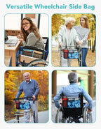 Wheelchair Side Bag, Wheelchair Armrest Pouch Accessories with Cup Holder, Storage Bag for Walker, Rollator, Electric Scooter Wheelchairs, Ideal Gift for Mother's Day & Father's Day