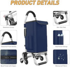 Heavy Duty 3 in 1 Shopping Cart, Foldable Hand Truck with 6 Wheels, 110 lbs Grocery Cart, Portable Utility Dolly, Waterproof Bag for Moving, Camping
