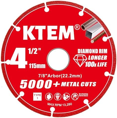 Diamond Cut Off Wheel for Metal and Steel, 4-1/2 Inch, 7/8 Inch Arbor, 3 Pack