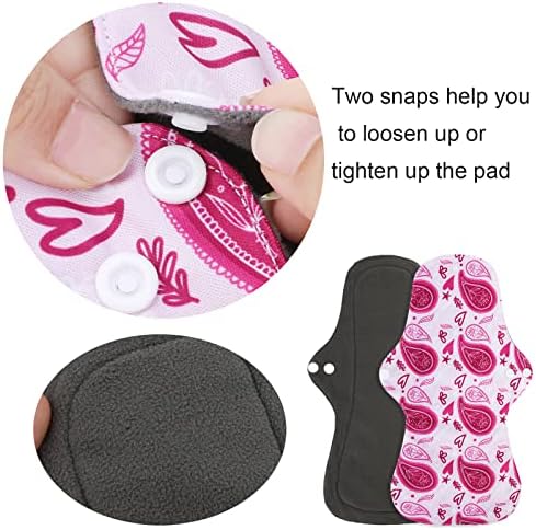 PHOGARY Reusable Menstrual Pads (7 in 1), Bamboo Cloth Pads for Heavy Flow with Wet Bag, Washable Overnight Cloth Panty Liners Period Pad, Large Sanitary Pad Set with Wings for Women