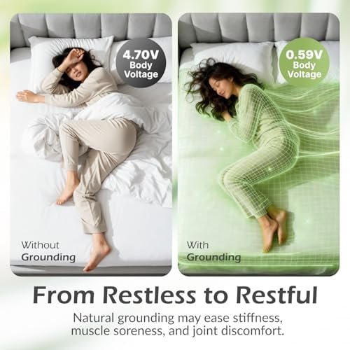 The Grounding Co. Fitted Terra Grounding Sheets Queen Size – Premium Organic Cotton Earthing Sheet with Silver-Infused Threads– for Sleep, Recovery & Wellness – White