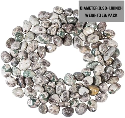 Nupuyai 1lb(About 460g) Polished Tumbled Stones Irregular Crystals for Healling/Energy/Wicca Smooth Green Cherry Blossom Stones for Home/Gardden Decor 0.39"-1.18"