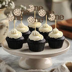 24 PCS Cookies One Cupcake Toppers Brown Cookie Cupake Picks Sweet One Theme Cake Decorations for Breakfast Afternoon Tea Biscuit Theme Baby Shower kids 1st Birthday Party Cake Decorations Supplies