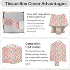 Tissue Box Cover, Tissue Box Holder, Square with Belt Bottom, PU Leather Decorative Organizer for Desk, Tabletop, Countertop Bathroom, Toilet Car, Office, Dresser Bedside, Aesthetic Strawberry Decor