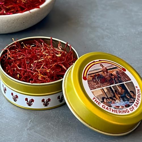 The Gathering Of Saffron Superior Saffron Threads Pure Spanish Saffron Premium grade Saffron Spice for Paella, Risotto, Tea's, and all Culinary Uses 12 Tins of 1 Gram (Total 12 Grams)