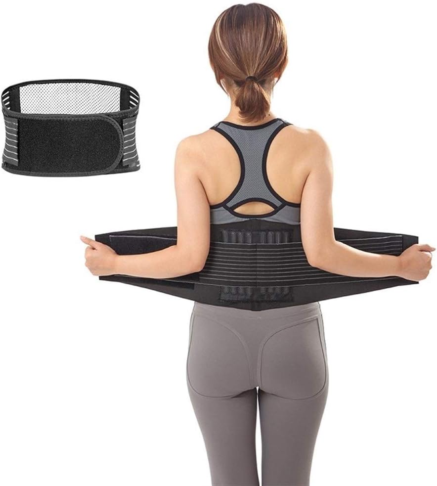 Lumbar Brace Adjustable Tourmaline Self Heating Magnetic Therapy Back Waist Support Belt Lumbar Brace Massage Band Health Bone Care Men Women (Size : L)