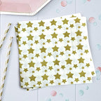 Gold Star Luncheon Napkins Paper Decorative Print 6.5 Inch Napkin Disposable for Lunch Party, Dinner Buffet, Wedding & Birthday Parties & New Years Eve Celebration Decoration 40 Count