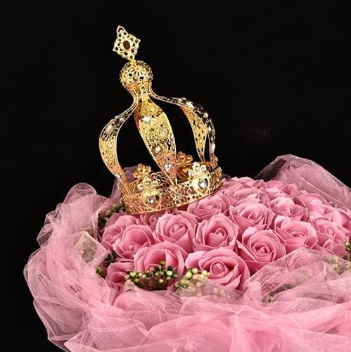 Crown Creative Metal Cake Topper Accessory Baby Shower Birthday Cake Decoration Crown for Boys & Girls Gold