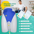 Wearable Urine Collector for Men Set with External Catheter for Men Silicone Pouch Adjustable Fixing Pants and Two Urinary Bags 2000ml and 1000ml for Comfortable Daily Wear, Elderly Men Black