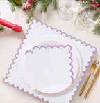 SietDESEO 50 Pieces 3-ply Light Purple Scalloped Napkins Folded 5 x 5 Inches Lavender Disposable Paper Napkin Cocktail Napkins for Dinner Wedding Birthday Party